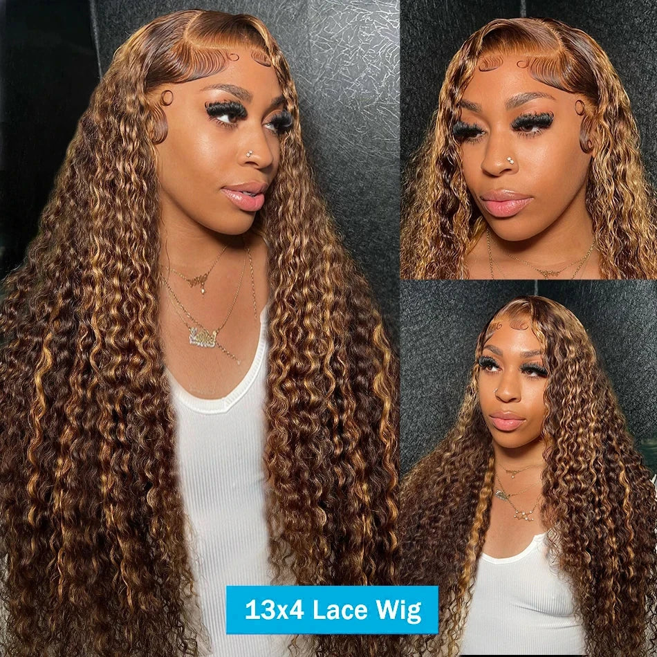 Highlight Ombre Deep Curly Human Hair Wig