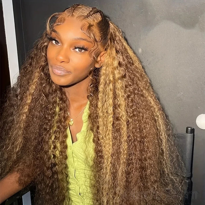 Highlight Ombre Deep Curly Human Hair Wig