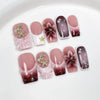 Green Floral Handmade Press on Nails