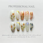 Green Floral Handmade Press on Nails