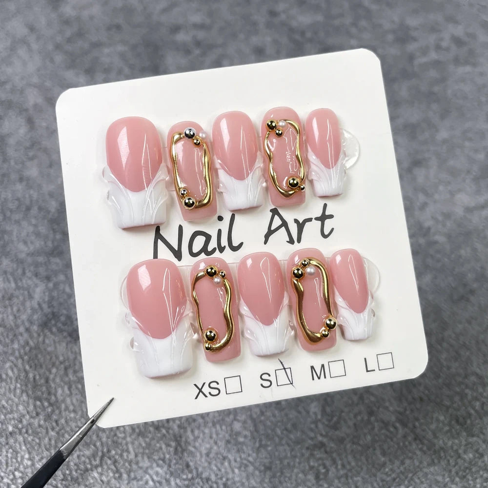 Green Floral Handmade Press on Nails