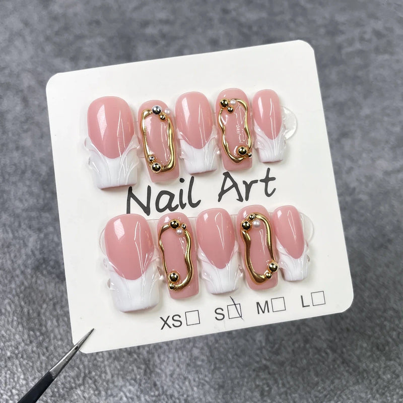 Green Floral Handmade Press on Nails