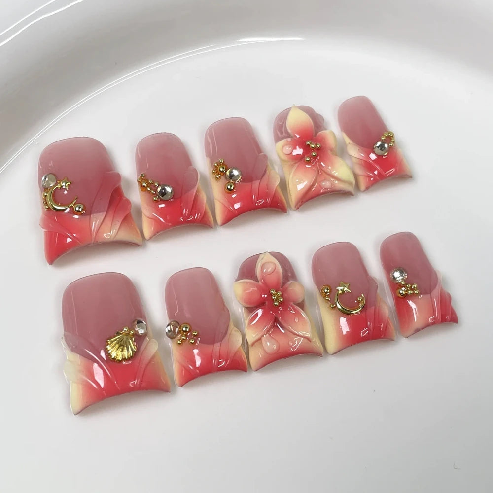 Ocean Style Pearl Press On Nails