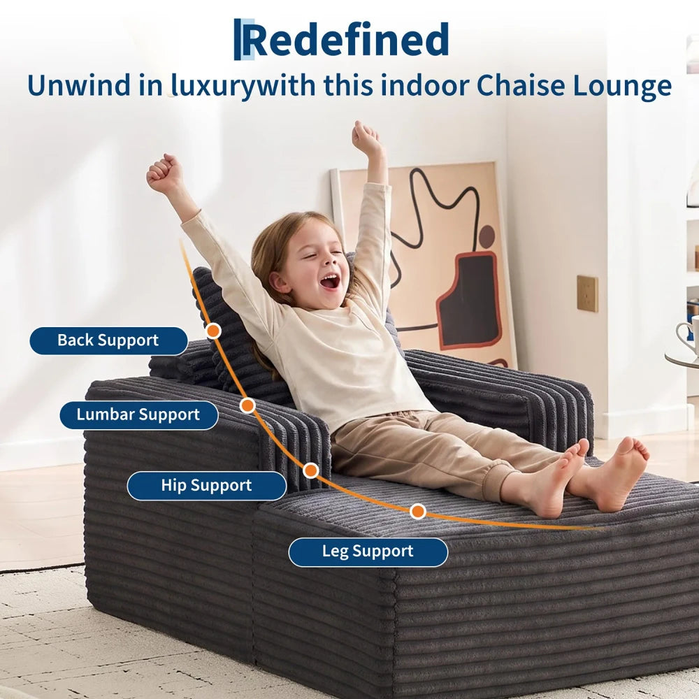 Corduroy Cloud Chaise Lounge Sofa