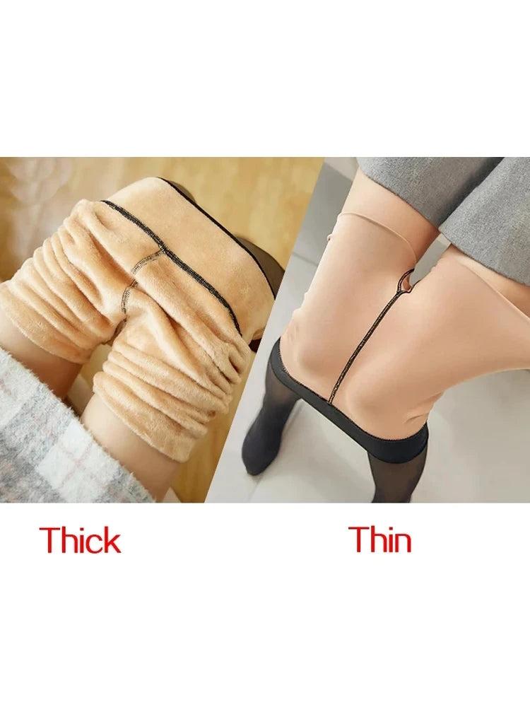 Fleece Lined Translucent Thermal Tights