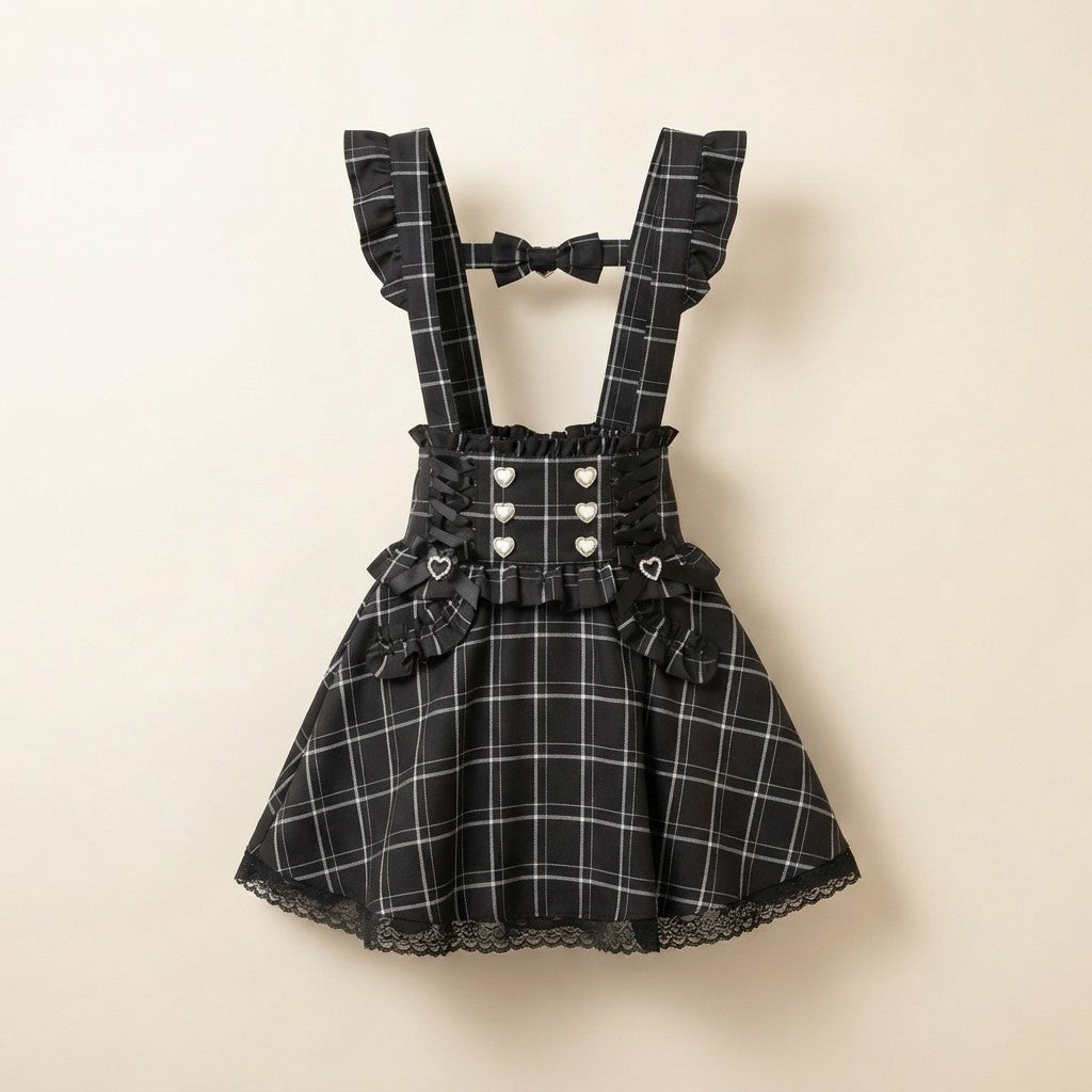 Gothic Lolita Plaid Suspender Skirt