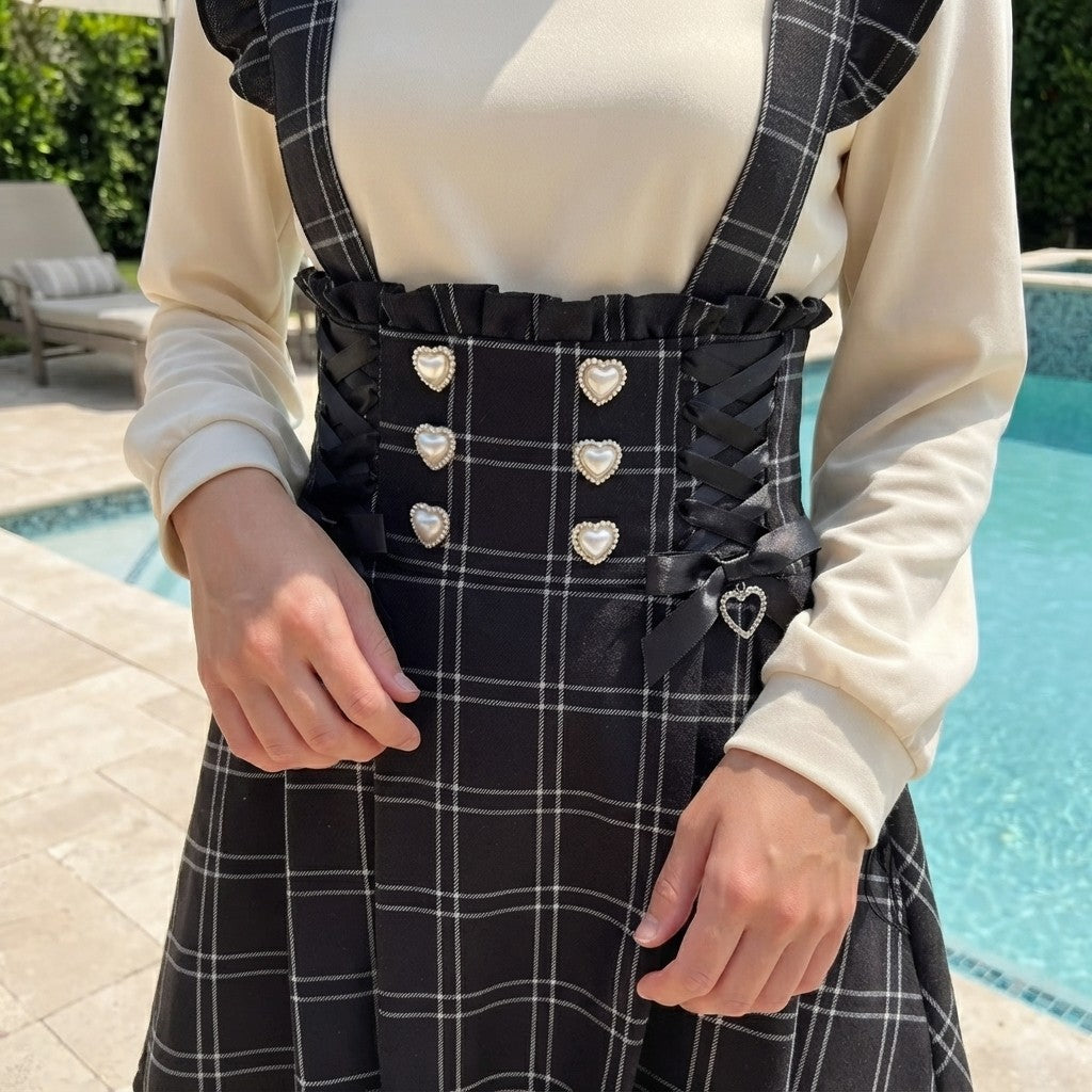 Gothic Lolita Plaid Suspender Skirt