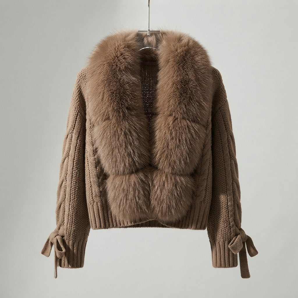 Real Fox Fur Knitted Cardigan