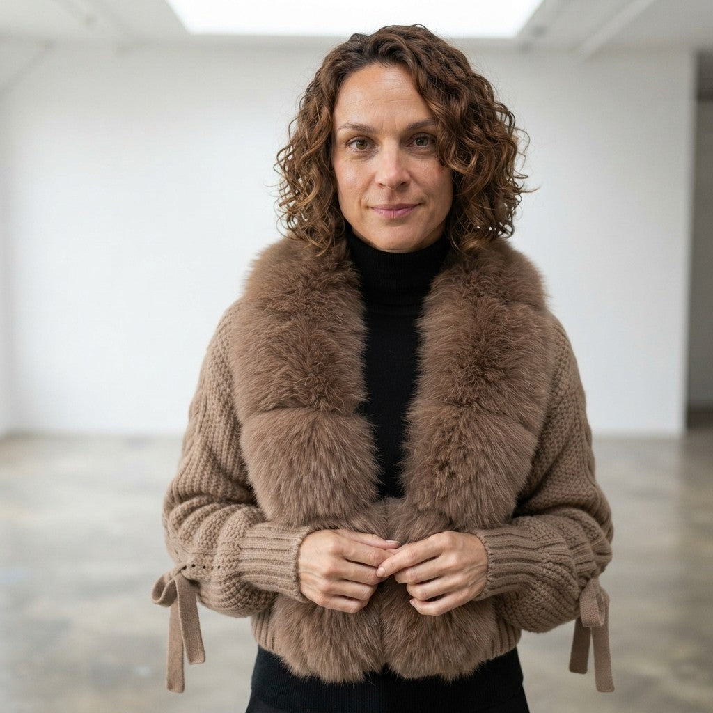 Real Fox Fur Knitted Cardigan
