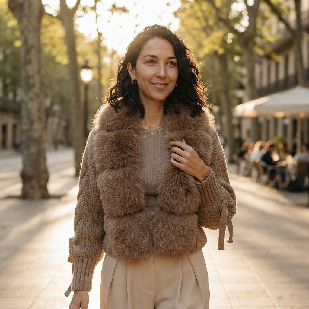 Real Fox Fur Knitted Cardigan