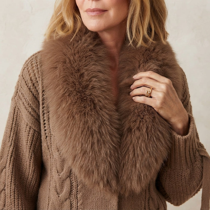 Real Fox Fur Knitted Cardigan