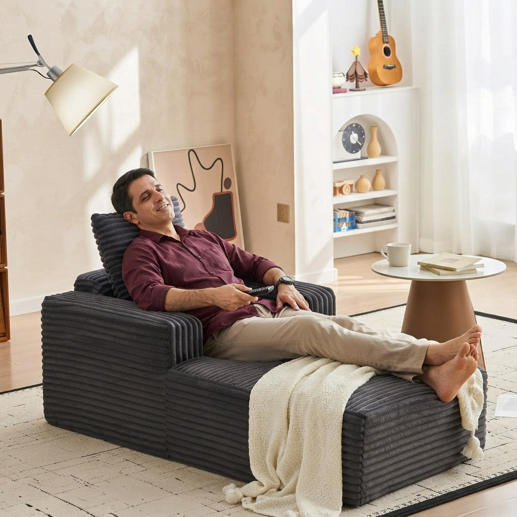 Corduroy Cloud Chaise Lounge Sofa