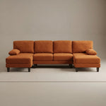 Chenille Orange U-Shape Sectional Sofa