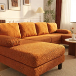 Chenille Orange U-Shape Sectional Sofa