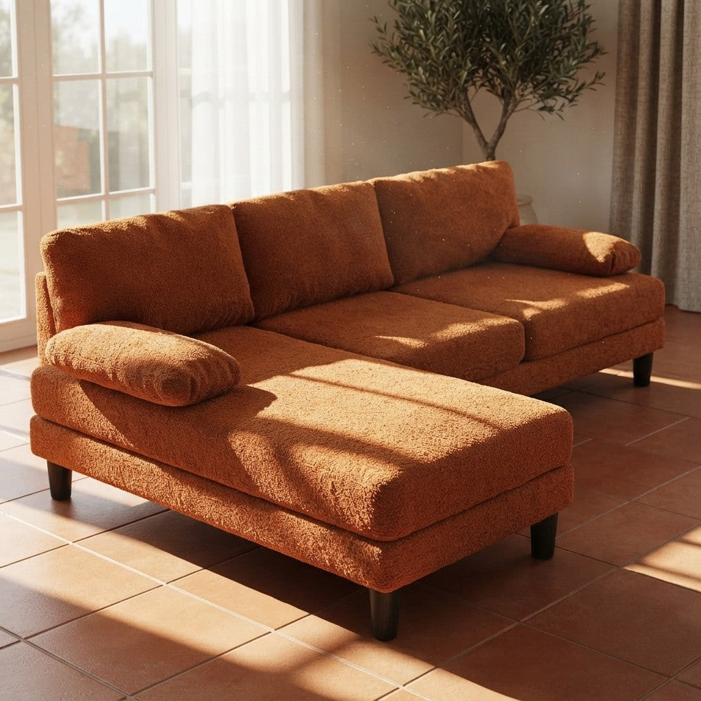 Chenille Orange U-Shape Sectional Sofa