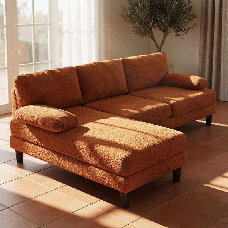 Chenille Orange U-Shape Sectional Sofa